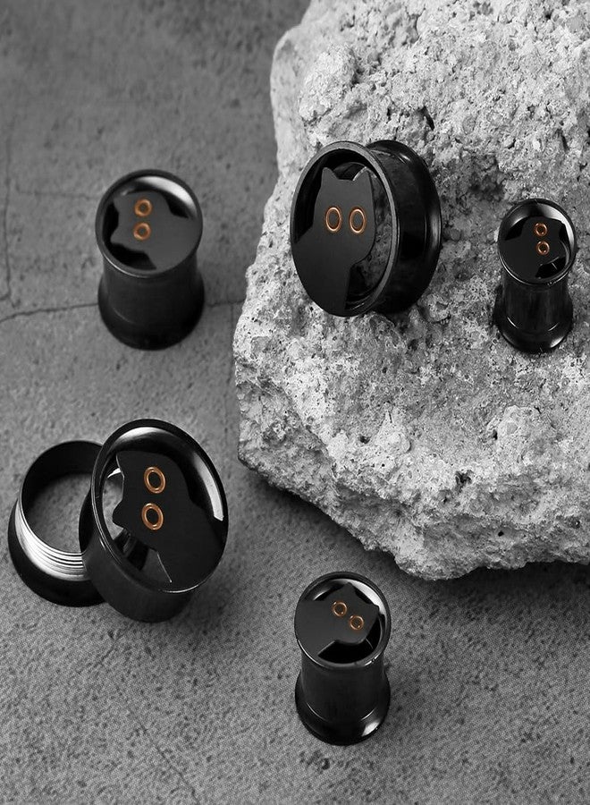 Earblity 2 PCS Black gauges cute cat 00g/10mm Ear Tunnels Plugs 316 Stainless Steel Bld Ear Weight Plugs Hypoallergenic expander Piercing Body Jewelry women and men - Image 4